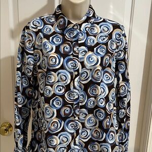 J. McLaughlin women's Blue and Brown Shirt size large